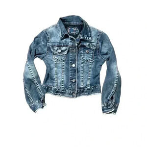 Grace in LA Girls Denim Jacket Size S Small | Embroidered Embellished Western